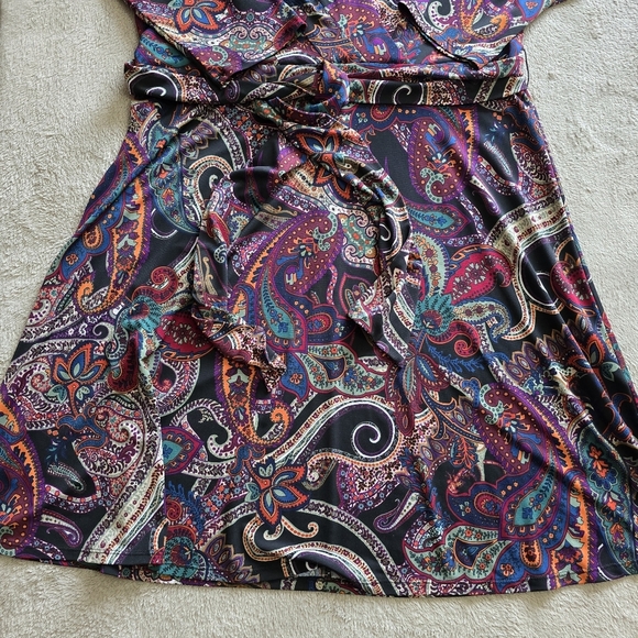 Nicole Miller Studio faux wrap paisley dress size 14 - Picture 6 of 14